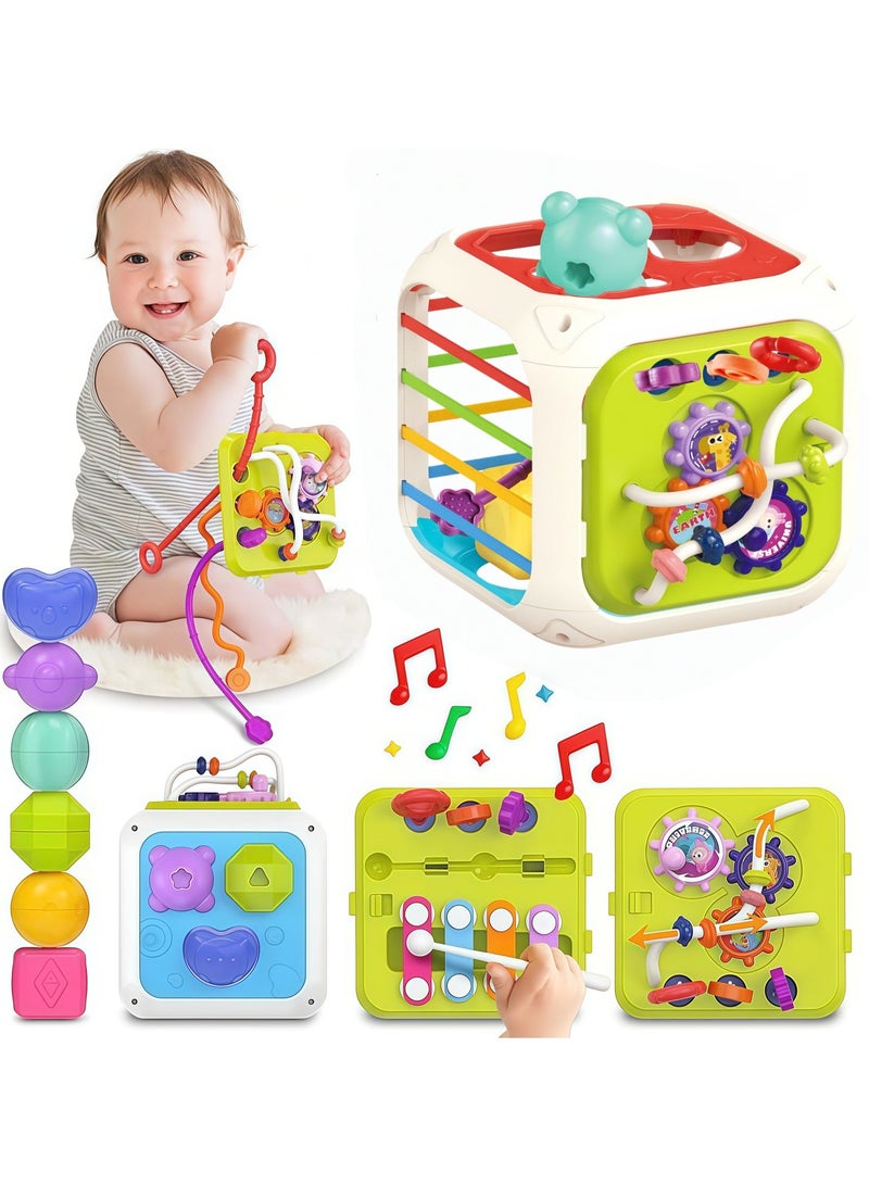 7 in 1 Multifunctional Baby toys, montessori toys for 1 year old,shape sorting box activity cube, Intelligence Educational Game Perfect Shapes Sorter Soft Cube Montessori Toy - Image 1